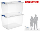  pack Of 2  Stackable Plastic Tote Box Storage Containers Bin 66 Quart  Storage