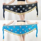 Belly Dance Costume Beaded Sequins Coins Velvet Hip Scarf Belt Wrap 4 Colors
