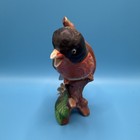 Vintage Hand-painted Porcelain Robin Figurine - Mid-century Bird On Branch