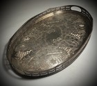 Viners Of Sheffield Vintage Very Large Silver Alpha Plated Chased Gallery Tray