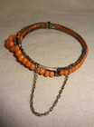 Antique Victorian Mediterranean Coral Sterling Hinged Bracelet Beaded 6 5