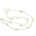 Certified Natural Diamond By The Yard Bezel Station Necklace 14k Yellow Gold