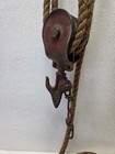 Antique Cast Iron Double Wheel Block   Tackle Pulley Set W  16  Barn Rope