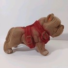 Flocked Bulldog Piggy Bank  Plaster American Bully 1990s Vintage 