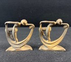 Vintage 1920s Cast Brass Art Deco Scarf Dancer Regency Glam Bookends