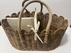 Bebe Bask Baby Diaper Caddy Organizer - Artisan-crafted Scalloped Rattan Bask   