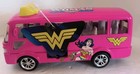 Dc Comics Wonder Woman Pink Diecast Tour Bus 5  Pull Back Doors Open         ship 