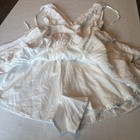 Mustard Seed White Smocked V-neck Tie Strap Lined Romper Women   s M S21411