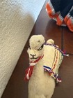 Vintage Llama Alpaca Plush Doll Figure Real Wool Fur 6    Handmade Folk Art