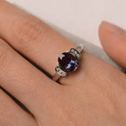 Alexandrite Ring Oval Cut Sterling Silver Anniversary Ring Engagement Ring