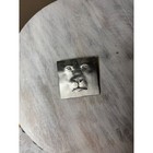 Jj Jonette Jewelry Silver Pewter Lion Face Square Brooch Pin Vintage Minimalist