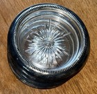 Set Of 4 Vintage Leonard Crystal Coasters Italy Silver-plate Glass Starburst
