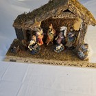 Vtg 10pc Resin Figures 18 l X 6 5 w X 12 h Nativity Set Wood Manger 