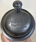 German Munchen Glass Stein W pewter Lid - Beer Brau Vintage