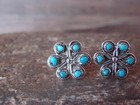 Native American Sterling Silver Turquoise Cluster Post Earrings - Lastiyano