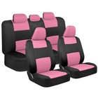 Bdk Polypro Pink Car Seat Covers Full Set W  4-piece Floor Mats Two-tone