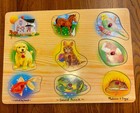 Vintage Melissa   Doug Farm Sound Peg Puzzle 8 Farm Animal Sounds Working   