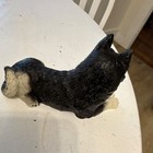 Siberian Husky Resin Figurine Collectible Blue Eyes Black And White Dog
