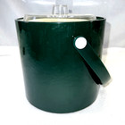 Vintage Kraftware Ice Bucket Usa Insulated 3 Qt Forest Green Vinyl Barware