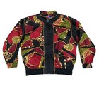 Razzle Bomber Jacket Women M Vintage Baroque Chain Print 80s 90s Zip Up