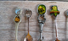 Lot Of 7 Us States Collectible Travel Souvenir Spoons Silver Tone Vintage