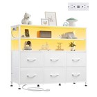  Dresser For Bedroom  6 Drawer Dressers With Led Lights And Charging White