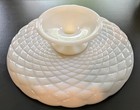 Anchor Hocking Platter Cake Plate Footed Milk Glass Colonial Diamond 11 
