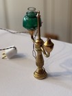 Dollhouse Miniature Artisan Brass Corded Electric Student Desk Lamp Green Shade