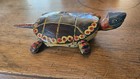 Vintage Hand Carved Painted Wooden Turtle Figurine Decor Folk Art Tom Singleton 