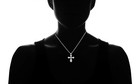 Crystal Cross Necklace Pendant 925 Sterling Silver White Sparkling Cross- Women 