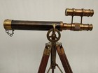 Double Barrel Victorian London 1915 14  Brass Telescope On Tripod Stand Antique
