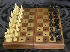 Vtg Drueke Travel Chess Set Folding Wood Box Peg Plastic Pieces G r  Michigan