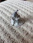 Pewter Miniature    gnome Sitting On Tree Stump   signed Ray Lamb    81