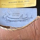 Vtg Mailer Native American Souvenir Bark Canoe Miniature Pillow Mohawk Trail Ma