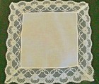 True Vtg pretty 2  wide Lace Wedding Hanky white Sheer Linen appears Unused ex C