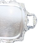 Antique Silver Plated Serving Tray Rectangular Ornate Victorian Floral Rococo