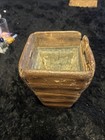 Antique Japanese Wooden Hibachi Charcoal Brazier Zinc Liner Wabi Sabi Planter
