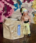 Vtg Japan Indian Boy Ceramic Planter Mid Century Native American Headdress Pot 