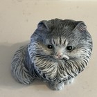 Vintage Ceramic Cat Statue Planter 9      Gray Tabby Persian Kitty Figurine Decor