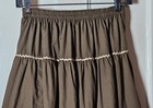 Western Prairie Vtg 70 s Skirt Girl s Brown Cotton Ruffle Layered Floral Trim 