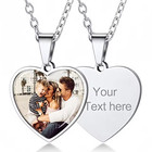 Custom Photo Pendant Heart Engraved Name Necklace Family Jewelry Silver Gold