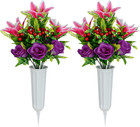 Set Of 4 Artificial Cemetery Flower Bouquets Memorial Grave Floral Arrangement  
