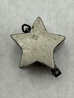 Vintage Star Pill Box Pendant Silver Tone Etched Mini Trinket Box
