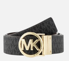 Michael Kors Women s Round Logo Reversible Leather Belt - Small - Black   Brown