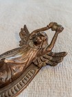 Rare Antique Victorian Nouveau Angel Door Knocker Cast Bronze Heart Hardware    