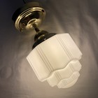 Restored Antique Vtg Art Deco Ceiling Light Skyscraper Schoolhouse Milk Glass 6 