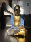 9  Wooden Hand Carved Meditating Monk Statue Sculpture Figurine Home Decor Art