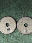 Cap Barbell Vintage Made In Usa Stamped Gold 5lb Standard 1    Weight Plate Pair