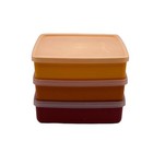 Vintage Tupperware Square-a-way Sandwich Keeper 670 Container Lid Set Harvest