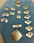 Vintage Chinese Cloisonne Enamel Tourist Friendship Pins Pagoda Flags Lot